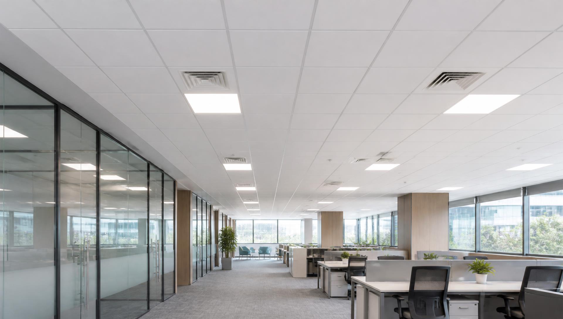 Birou cu tavan casetat modular 600×600 vizibil