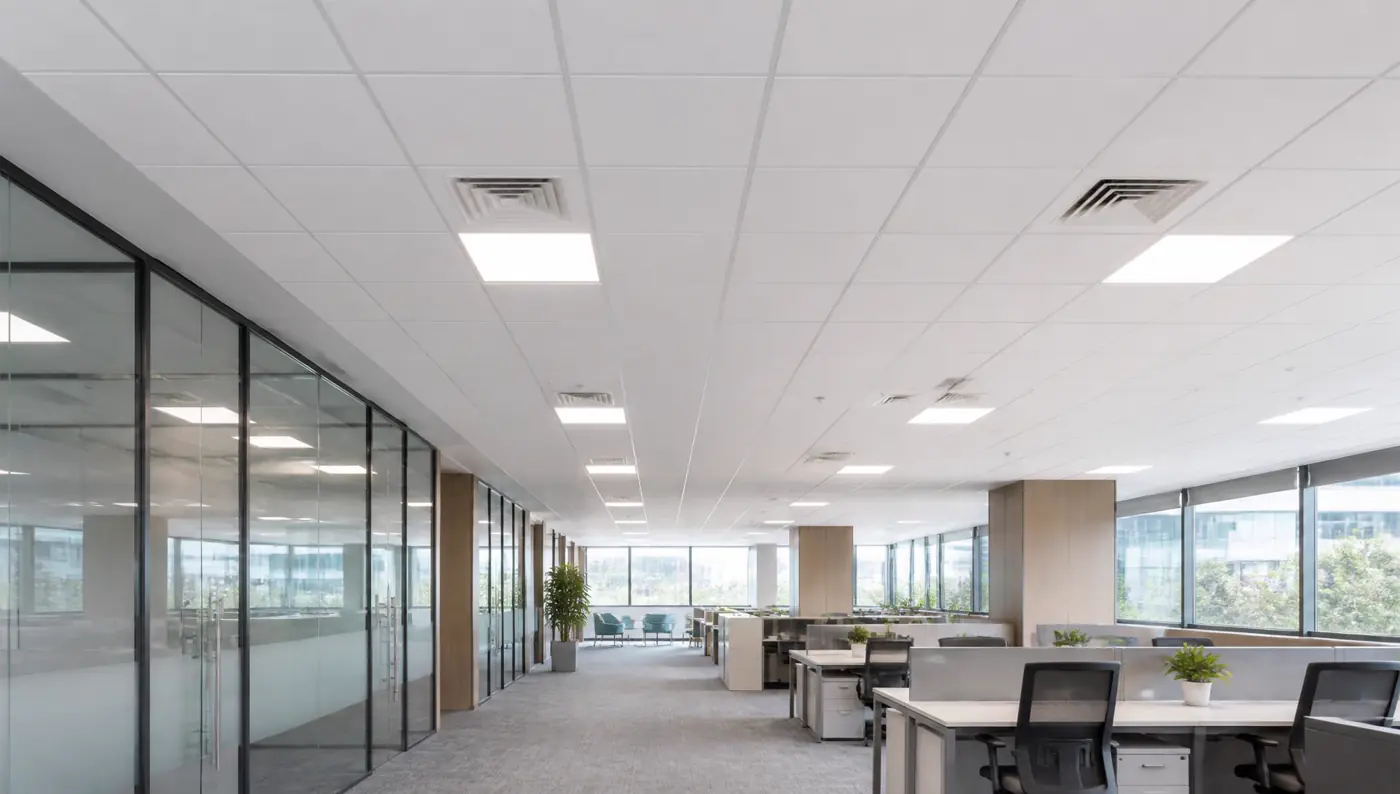 Birou cu tavan casetat modular 600×600 vizibil